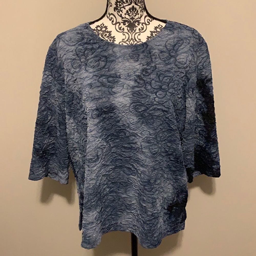 Bonworth Womans Blue 3/4 Sleeve Shirt Size LP